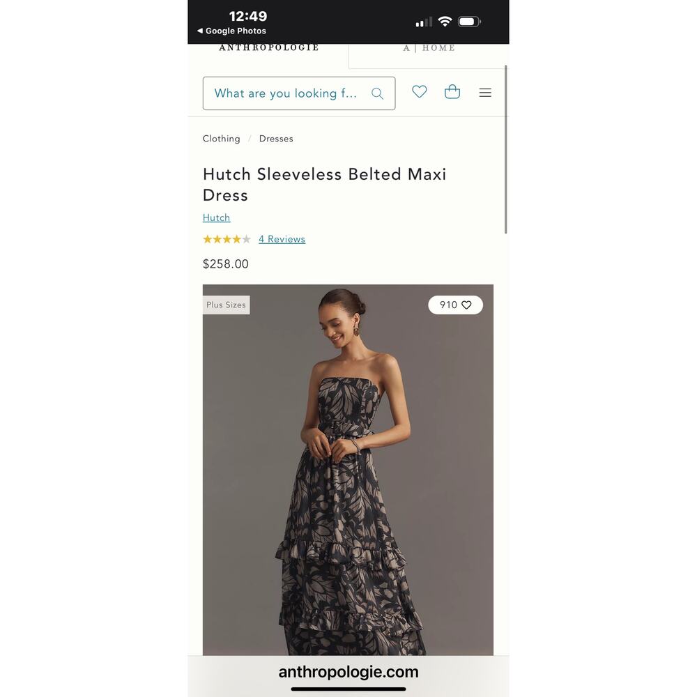Hutch Sleeveless Belted Maxi Dress Strapless Black Butterfly Print Size LP NWOT - Picture 4 of 12